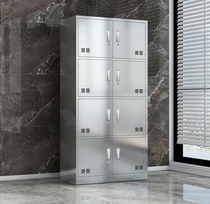 Armoire vestiaire professionnelle 8 portes en acier inoxydable grande capacité avec étagères et compartiment à verrouillage par clé - Product Image 2