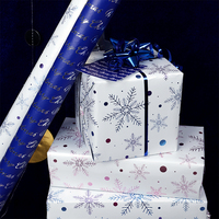 Papier d'emballage cadeau de Noël en gros, papier métallisé, rouleau enduit 43x300cm