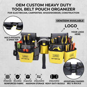 Bolsa de Herramientas Personalizada OEM de Alta Resistencia, Organizador de Bolsillos Múltiples, Bolsa de Herramientas para Carpintero, Electricista, Trabajador de la Madera y Construcción - Product Image 1