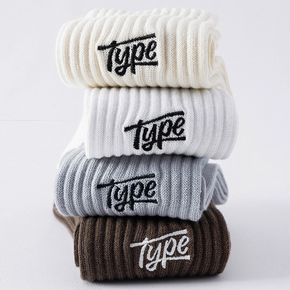Wholesale High Quality Designer OEM Personalised Plain Knitted Embroidery Crew Men Embroidered Logo Custom Socks