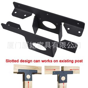 Heavy Duty Gazebo <b>Corner</b> <b>Bracket</b> Extension Tee <b>Bracket</b> Carbon Steel Black Single Pack Of 2 <b>For</b> Pergola Reinforcement - Product Image 1