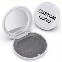Boîte de rangement personnalisée en silicone pour appareils orthodontiques, étui portable pour aligneurs dentaires avec miroir