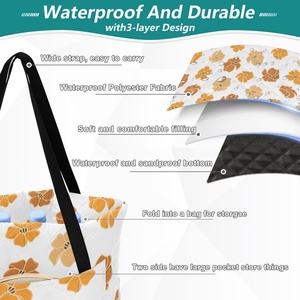 150x200cm Hawaii Recycled <b>Large</b> Zipper Handbag Waterproof Picnic <b>Mat</b> Custom Print Quilt Picnic Blanket With Shoulder Strap - Product Image 4