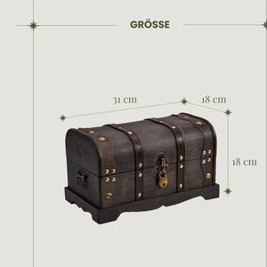 Hộp lưu trữ kho báu cướp biển với khóa-<span class=keywords><strong>Columbus</strong></span> 12,2x7,1x7,1 "-Gỗ bền-trang trí thủ công độc đáo cổ điển - Product Image 2