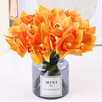 Bunga Cymbidium 3D Buatan, Bunga Kecil 6 Cabang, Dekorasi Rumah & Meja Makan