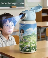 Nouvelle Bouteille Intelligente Électronique Anti-Fuite 2026 pour Enfants avec Déverrouillage par Reconnaissance Faciale, en Acier Inoxydable 316, Gobelet Isotherme Sous Vide de 600 ml avec Couvercle à Paille