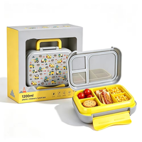 Boîte à lunch bento pour enfants personnalisée avec logo, 1200 ml, mignonne, étanche, à double étage, sans BPA, écologique, portable, pour l'école