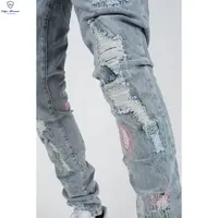 Pantalones vaqueros ajustados con bordado personalizado para Hombre y Mujer, Jeans De fábrica