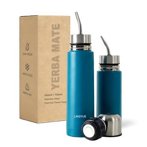 Offerta Speciale: Teiera per Mate Argentina <span class=keywords><strong>da</strong></span> 750ml, Borraccia Termica a Doppia <span class=keywords><strong>Parete</strong></span> in Acciaio Inox per Campeggio all'Aperto - Product Image 1