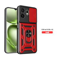 Étui de téléphone Lichicase avec coins renforcés, fenêtre coulissante pour objectif et support anneau pour Itel City 200 A100C, coque en TPU