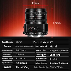 Objectif Mag Safe <span class=keywords><strong>Tilt</strong></span> <span class=keywords><strong>Shift</strong></span> 50mm F14 compatible avec les montures Fujifilm X, E et Micro Four Thirds - Product Image 5