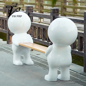 Banco Moderno de Fibra de Vidrio con Diseño de Dibujos Animados para Uso en Exteriores, Patio, Parque y Gimnasio - Product Image 2