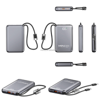 Batterie externe 10000mAh 20000mAh finition métallique, charge rapide 22.5W, chargeur portable avec câbles intégrés, écran LED numérique