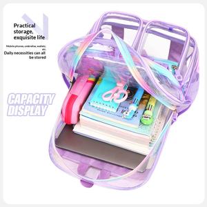 Wholesale Customizable Clear Transparent <b>Backpack</b> with Heart Design and Rainbow Zipper <b>Waterproof</b> PVC <b>School</b> Bag - Product Image 5