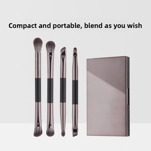 4Pcs Double Head Aluminum Handle Makeup Brush Set with Mirror Eyeshadow Blusher Lip Cosmetic Brush Kit - Product Image 3