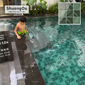 Mosaico verde scuro verde mosaico nuovo Design piscina mosaico per piscina colore verde lucido per bagno mosaico in porcellana - Product Image 6