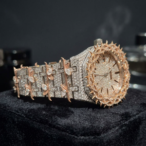 Reloj de Lujo Hip Hop con Moissanita y Cuarzo, Caja de Acero Inoxidable, Correa de Acero Inoxidable, Cristal de Zafiro, Puntero ETA - Product Image 2