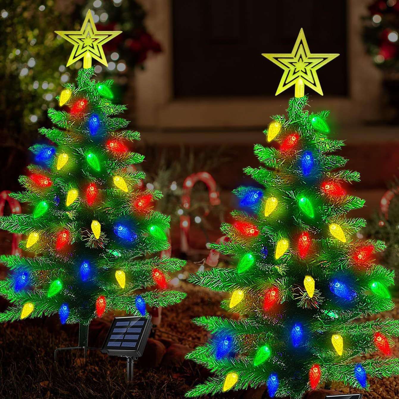 Set of 2 Solar Christmas Tree Type 2