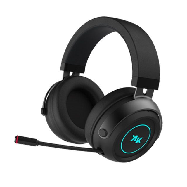 RGB Light Black Over-Ear Wireless Bluetooth Headphones for Gamer Surround Stereo Sound With ENC Noise Cancellation