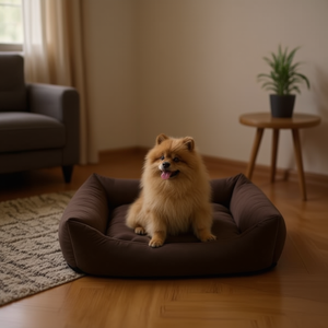 Cuccia per Animali Domestici di Lusso con Motivo Tigre Goffrato in Pelle Scamosciata Marrone Scuro YM7946 - Product Image 3