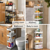 Chariot de rangement multi-niveaux à roulettes avec poignée détachable, design moderne, écologique et imperméable pour l'organisation de la maison et de la cuisine