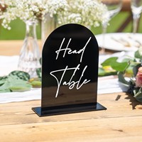 Panneau de table personnalisé en acrylique arqué imprimé, multi-tailles et couleurs, pour menu de bar, liste de cocktails, mariage et fête