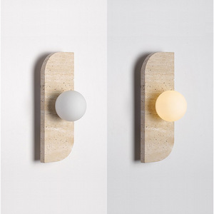 Lámpara de Pared de Travertino Amarillo de Estilo Retro Wabi-sabi, Creativa para Escaleras, Dormitorio, Cabecera, Pasillo - Product Image 5