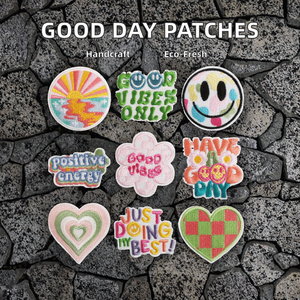 JC citazioni ispiratrici ricamate fatte a mano in ferro-su toppe tessuto in saia con poliestere per personalizzare i cappelli hanno una <span class=keywords><strong>buona</strong></span> <span class=keywords><strong>giornata</strong></span> - Product Image 2