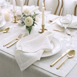 Sets de table en lin de poids moyen avec texture tissée dense pour événements commerciaux et salles de banquet - Product Image 1