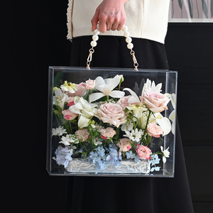 Caja de flores acrílica de alta transparencia, caja de regalo de flores hecha a mano de lujo para arte de tienda de flores, cajas de embalaje al por mayor - Product Image 3