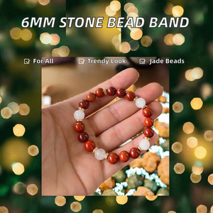 6mm Unisex Elastic <b>Jade</b> Charm Ball Shape Bracelet/<b>Bangle</b> Trendy for Anniversary Gift - Product Image 2