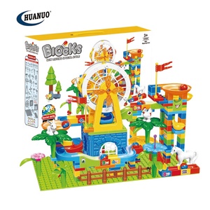 253 piezas de juguetes de bloques de construcción con pista de bolas, DIY, con temática de noria y pista de zoológico, juego de carreras de canicas para niños - Product Image 5