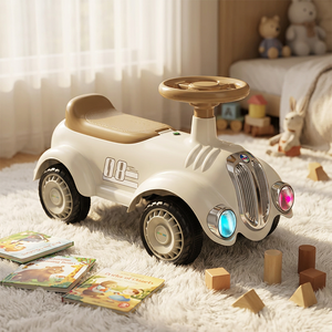 Voiture à bascule pour enfants à quatre roues, pour les 1-5 ans, unisexe, style rétro vintage, anti-basculement, emballage en boîte colorée - Product Image 1