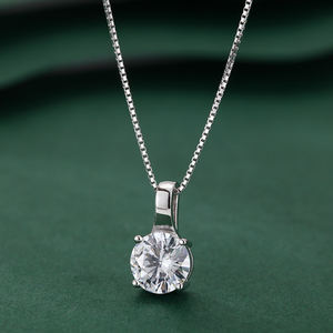 Collar de diseño redondo de Plata de Ley 925 de moda clásica 1ct 2ct 3ct solitario Moissanite diamante colgante joyería de mujer - Product Image 3