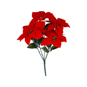 SEASON 7 cabezas Navidad rojo <span class=keywords><strong>Artificial</strong></span> Poinsettia <span class=keywords><strong>flor</strong></span> en <span class=keywords><strong>maceta</strong></span> para Navidad decorar seda Poinsettia <span class=keywords><strong>flor</strong></span> arbusto - Product Image 1