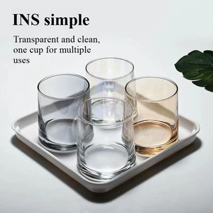 XS10102C Lujoso Jarrón de Cristal Iridiscente de 270ml Color Ámbar Gris Claro con Tapa de Bambú para Velas - Product Image 5
