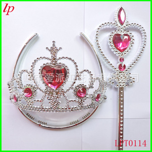 Children's Princess Crown <b>Magic</b> Wand <b>Set</b> Heart Shaped Plastic Resin Hair Accessories For Kids LPT0113 - Product Image 3