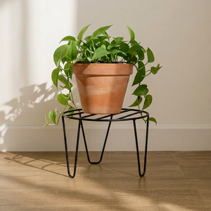 Porte-pot de fleurs en fer chromé avec trou de drainage pour une utilisation en intérieur/extérieur, décoration de salon et de jardin - Product Image 1