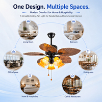Ventilateur de plafond 52 pouces à 5 pales avec lumière E26 E27, ventilateur d'intérieur moderne pour chambre à coucher, salon, hôtel
