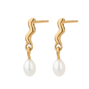 ต่างหูมุกประดับทอง 18k คุณภาพสูง รูปทรงไม่สมมาตร - Product Image 1
