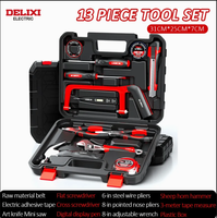 Promotion Spéciale Coffret d'Outils Robuste Multi-Pièces Familial de 13 Pièces, Comprenant un Stylo Testeur, une Clé, un Marteau et des Vis d'Expansion