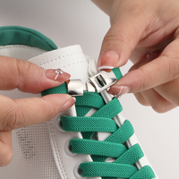 2024New Style élastique 8mm largeur plat paresseux lacets métal croix boucle pas de cravate lacet baskets lacets