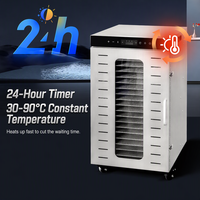Déshydrateur alimentaire commercial 20 plateaux 89L en acier inoxydable avec étagères sur roulettes 1600W pour viande séchée, herbes et fruits