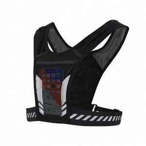 Chaleco Reflectante Unisex Personalizado con Mochila para Correr y Bolsa de Pecho para Teléfono Celular, Cierre de Cordón de Poliéster, Hidratación, Negro - Product Image 3