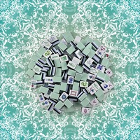 Jeu de Mahjong professionnel américain 4 couches, 160 tuiles, bleu pâle, en acrylique lourd, Teal Baroque