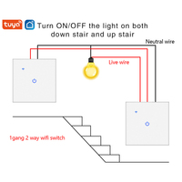 Interconnexion de commutateur à double commande Standard ue/uk Commutateur mural intelligent Wifi Commutateur tactile international Alexa Circuit intelligent