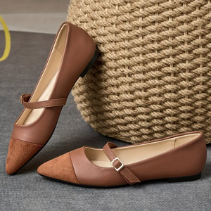 Chaussures plates à bout pointu en patchwork de 35 à 45 couleurs pour femmes, ballerines, nouveau style, chaussures décontractées assorties en <span class=keywords><strong>marron</strong></span> - Product Image 3