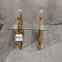 Table basse moderne en acier inoxydable, table d'appoint de luxe en argent pour mariage