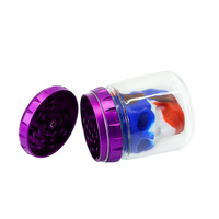 En gros, Moulin à herbes en forme de tête de mort avec boîte de rangement pour fumeurs, portable 2 en 1 en verre et silicone