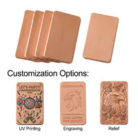 Barre en cuivre massif personnalisée OEM, gravée en relief 3D, surface brossée, imprimée UV, pour cadeau promotionnel d'entreprise
